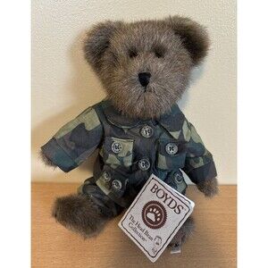 Boyds Bear Plush G.I. Bruin 10" Retired Army  Camo Dress Military Jointed NWT